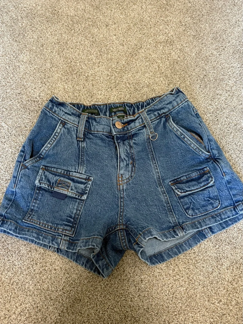wild fable Blue High-Rise Denim Cargo Shorts